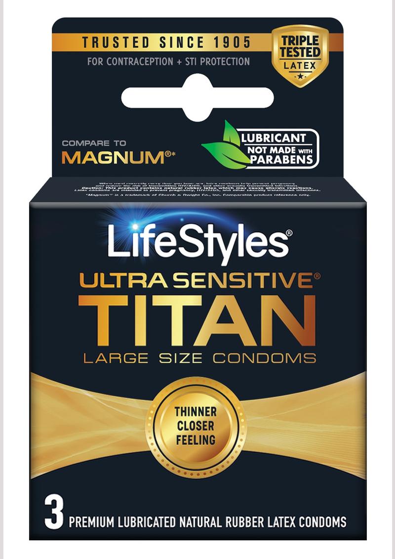 Lifestyles Condom Ultra Sensitive Titan 3 Pack - Large