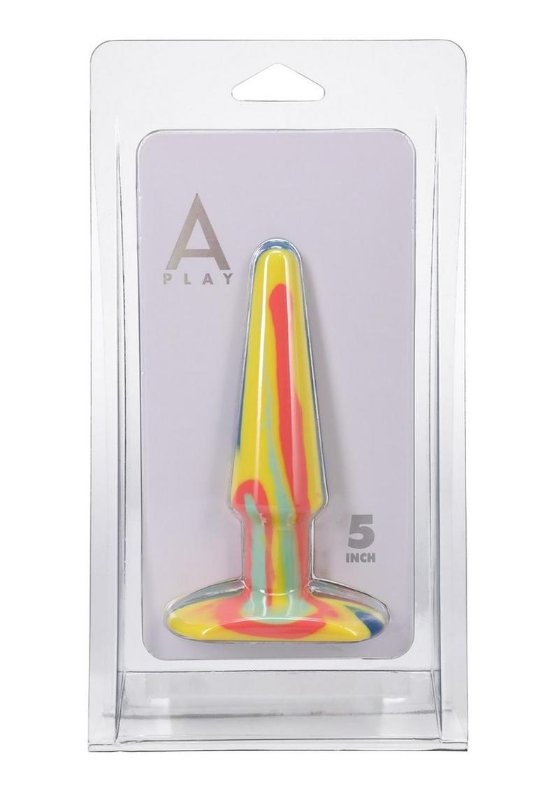 A-Play Groovy Silicone Anal Plug 5in - Orange/Teal