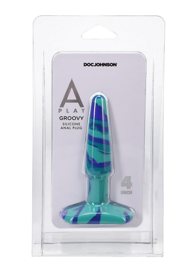 A-Play Groovy Silicone Anal Plug 4in - Blue